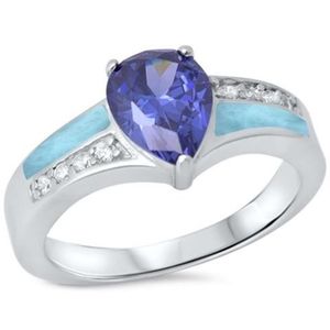 natural larimar & pear tanzanite, 925 sterling sil